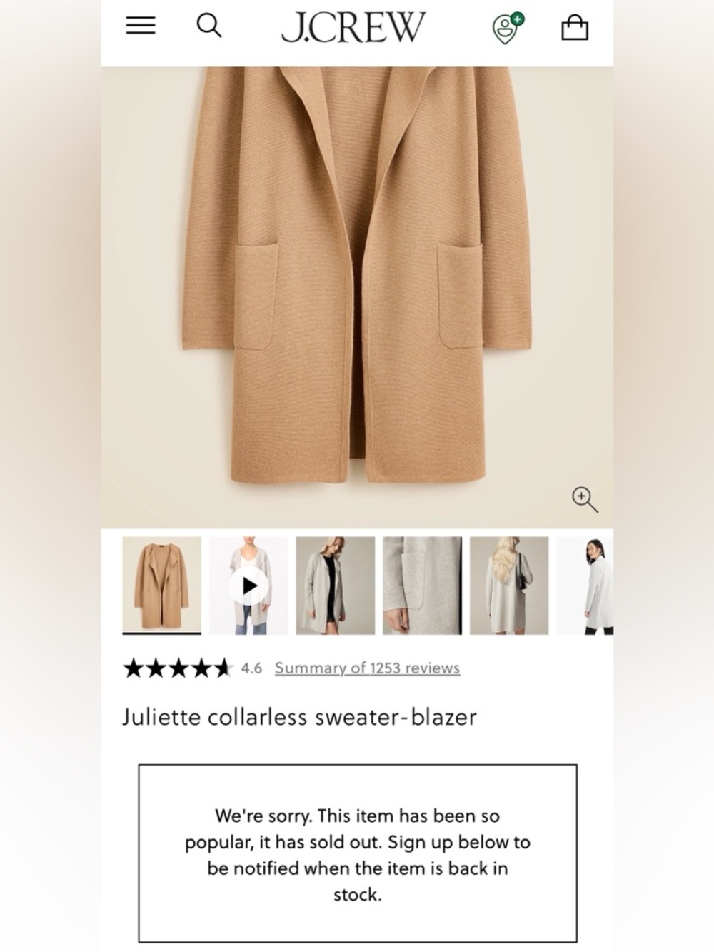 J. Crew Juliette collarless sweater-blazer - Picture 6 of 6